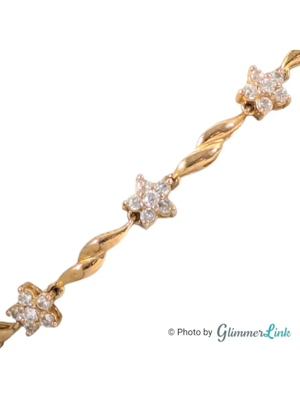 Ross Simons Gold Plated 925 Sterling CZ Floral Link Bracelet - Picture 3 of 10